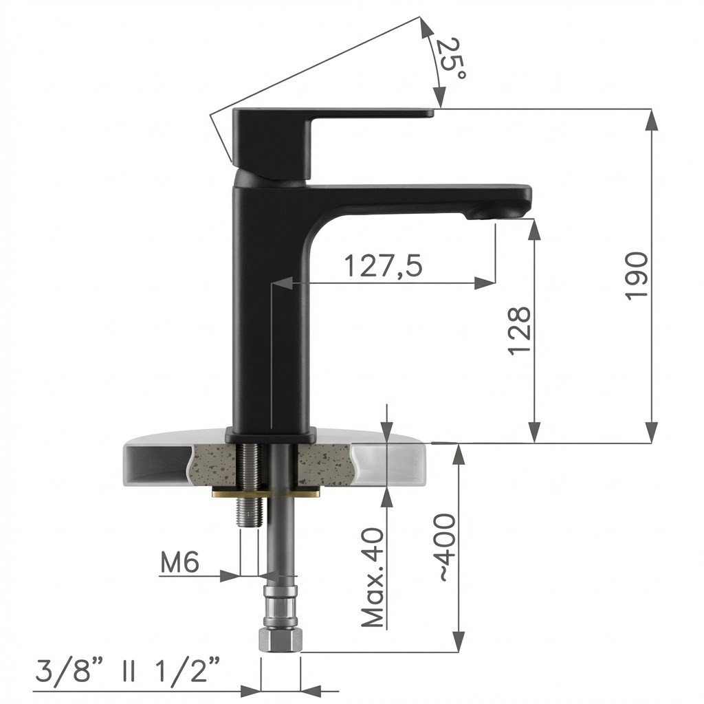 Adell Bloc Basin Faucet Black - Bild 2