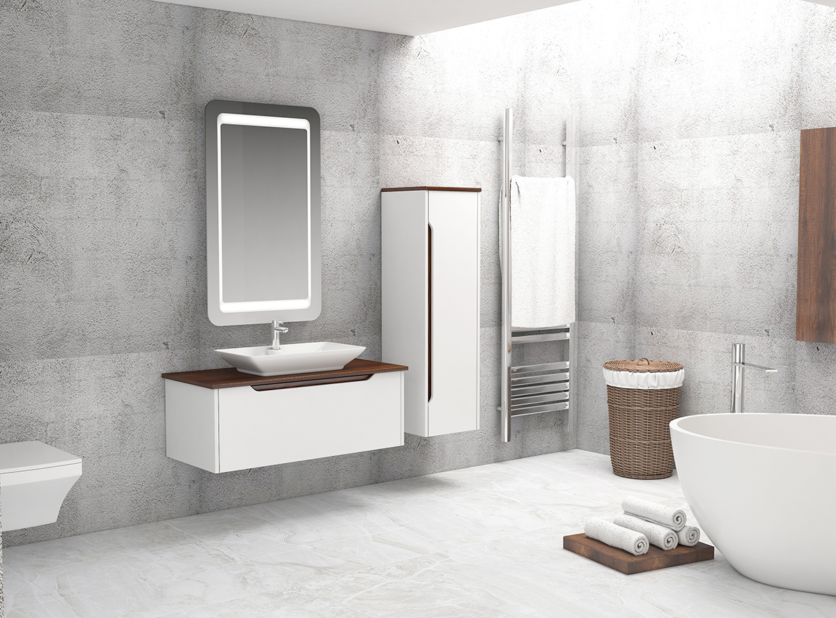 Polo White Badezimmermöbel Set 100 Cm